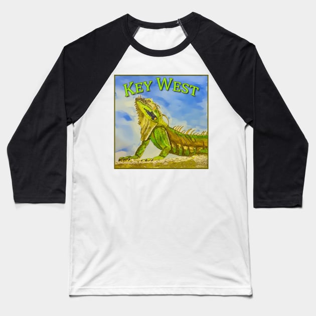 Key West Florida Iguana Baseball T-Shirt by WelshDesigns